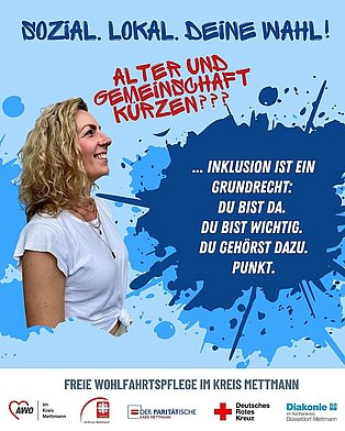 Plakat zur Kampagne mit Aufschrift Sozial. Lokal. Deine Wahl!
