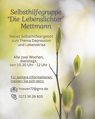 Neue Gruppe für Menschen mit Depression startet in Mettmann startet ab Juli 2026