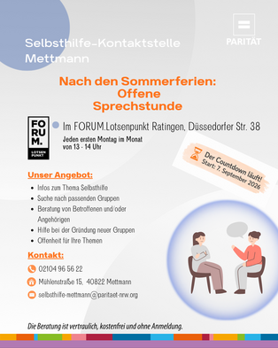 Außensprechstunde der Selbsthilfe-Kontaktstelle startet in Ratingen